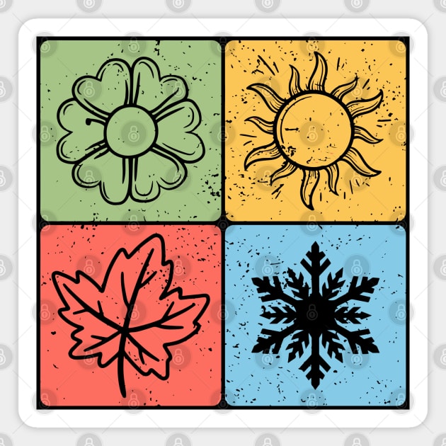 Four Seasons Nature Elements Artistic Design Magnet by TuncGK